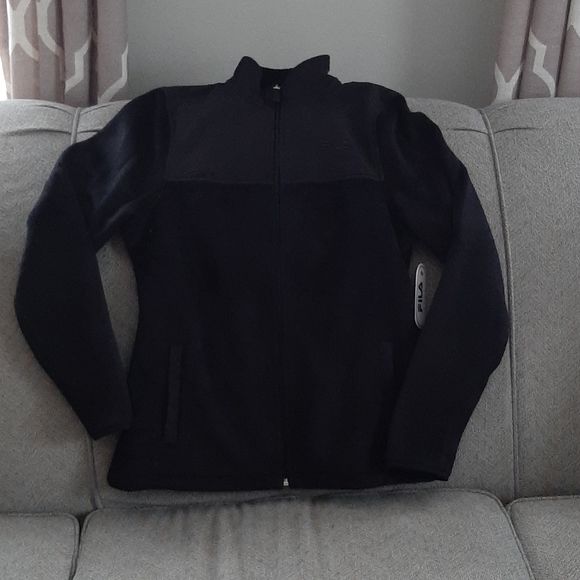 NWT FILA Women's Black Fleece Zip Up Jacket, Size Small - Picture 2 of 11